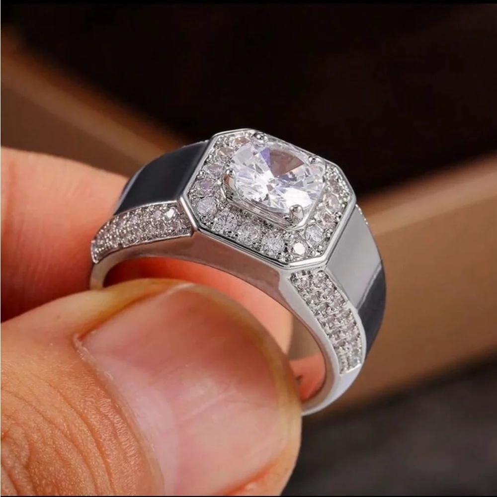 Men’s White Gold Filled Wedding Ring